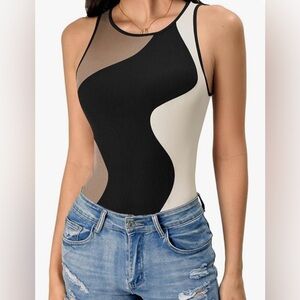 Verdusa bodysuit color block sz M